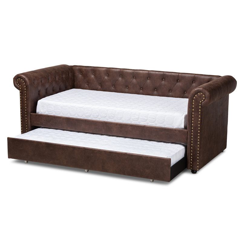 Mickel modern and contemporary fabric twin daybed with trundle discount